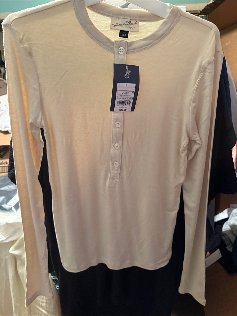 Universal Thread Cream Long-Sleeve Henley Shirt